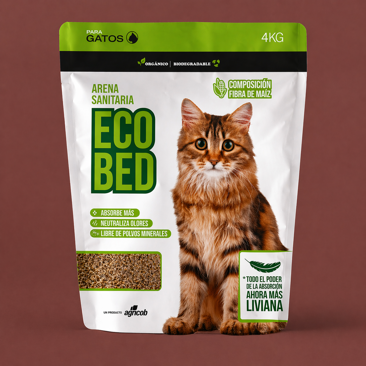 Arena Sanitaria Ecológica para Gatos 4KG 🌱🐱 | Coronta de Maíz y cáscara de nuez. 🌽 Ultra Absorbente y Anti Olores