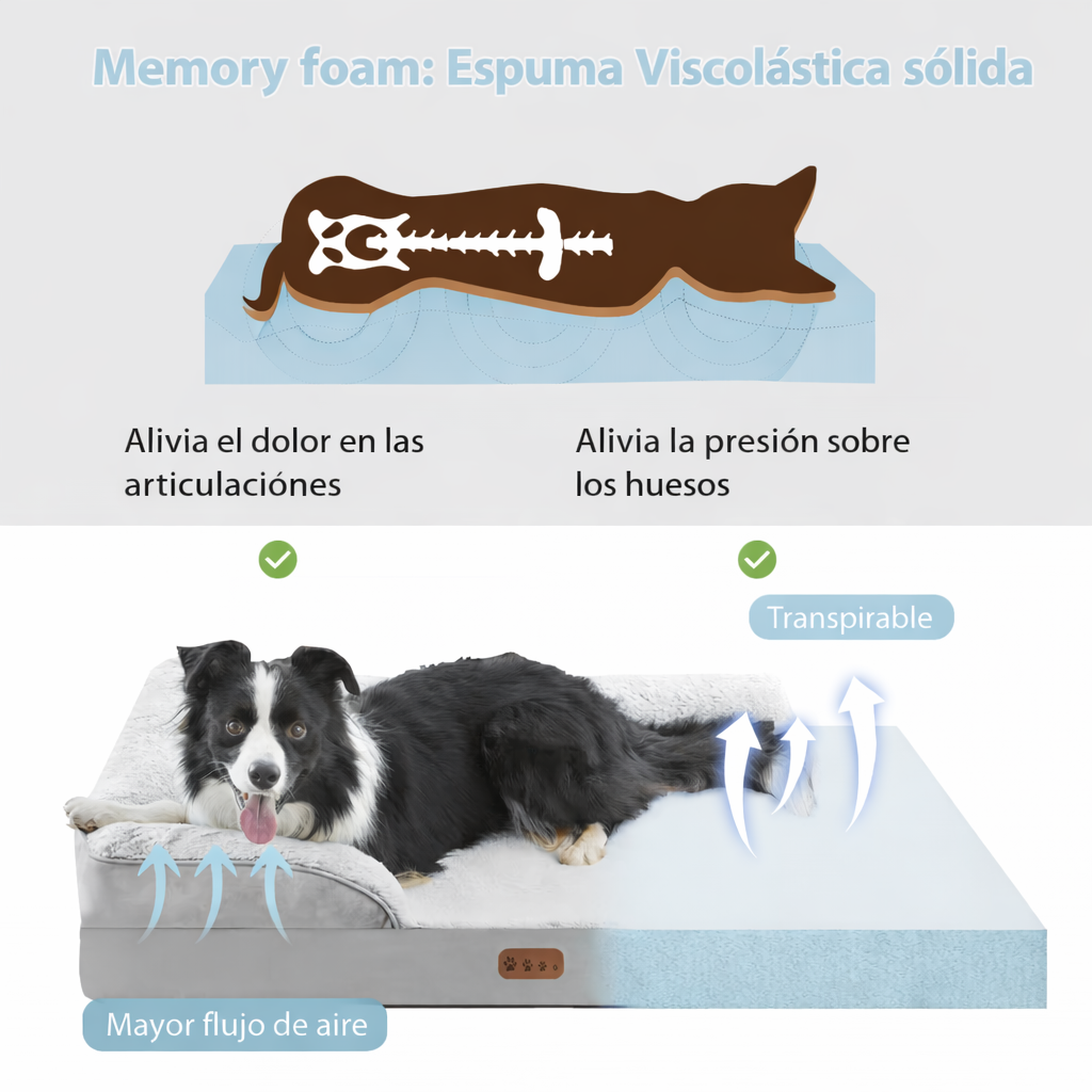 Cama Ortopédica Memory foam para Perros 🐶 – Comodidad para sus articulaciones NanaiPatitas 🐾