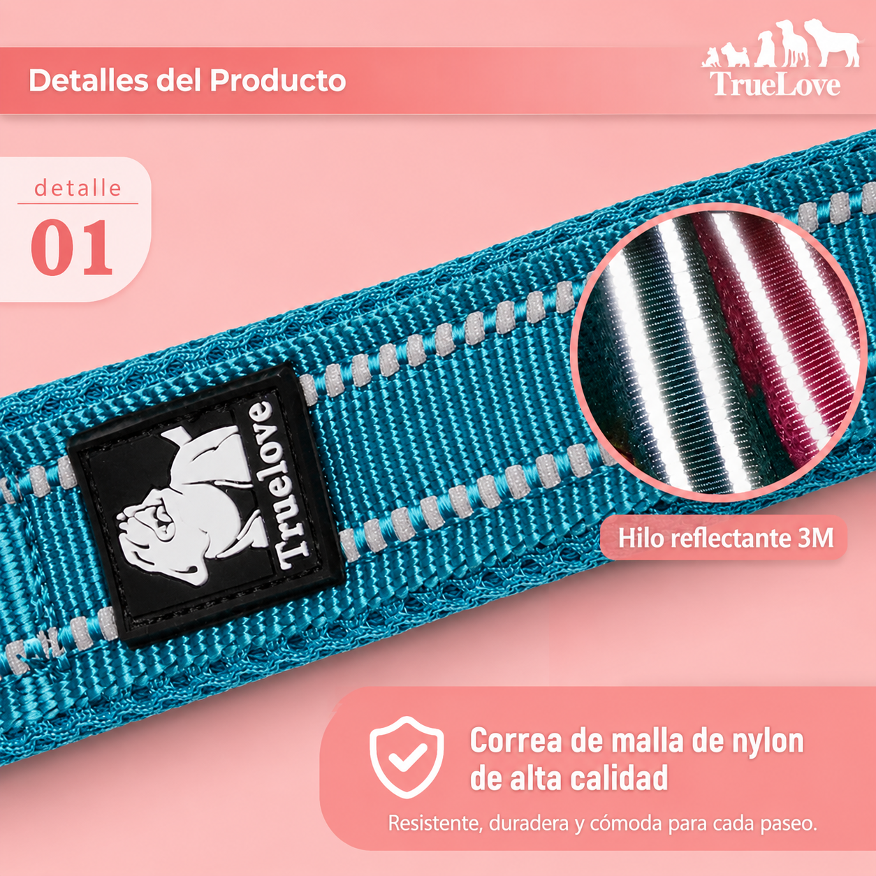 Correa Reflectante Premium Truelove para Perros 🐶✨ | Suave, Segura y Ultra Resistente